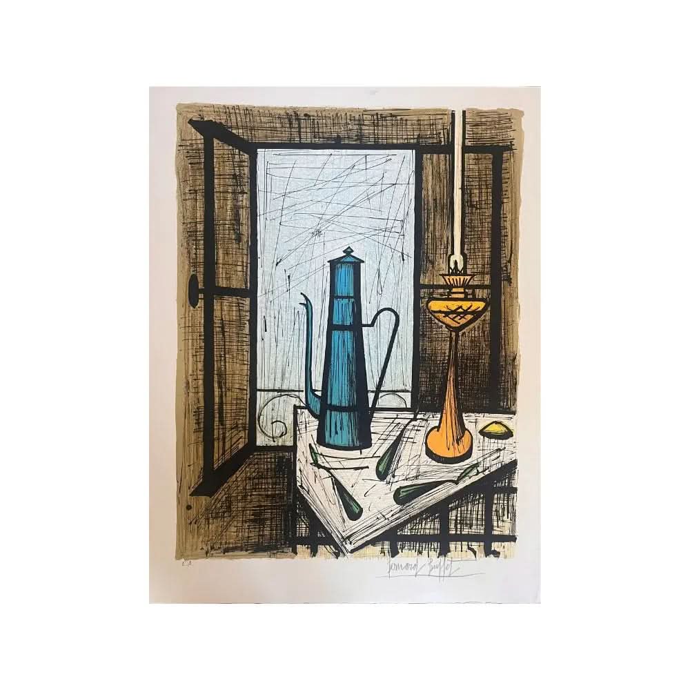 Bernard Buffet - La cafetière bleue (1984) - Original ten-color
