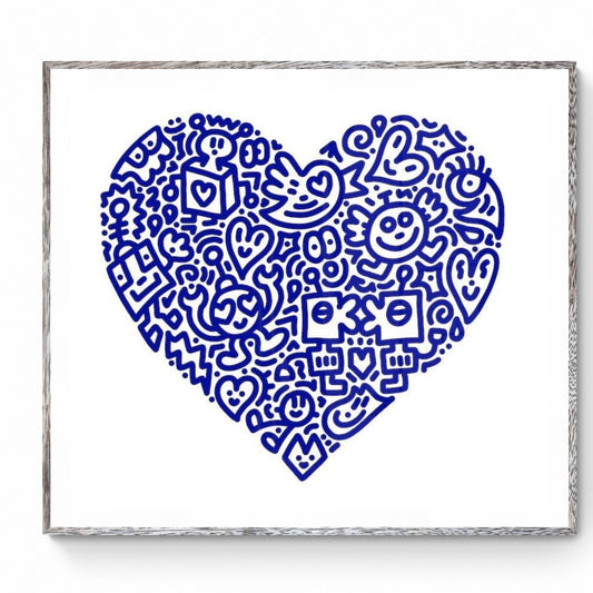 Pop Heart, Dark Blue  - Mr Doodle Sérigraphie