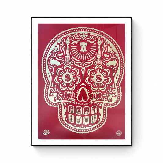 Shepard Fairey - Day of the dead skull HPM Red 7/10 LYNART STORE