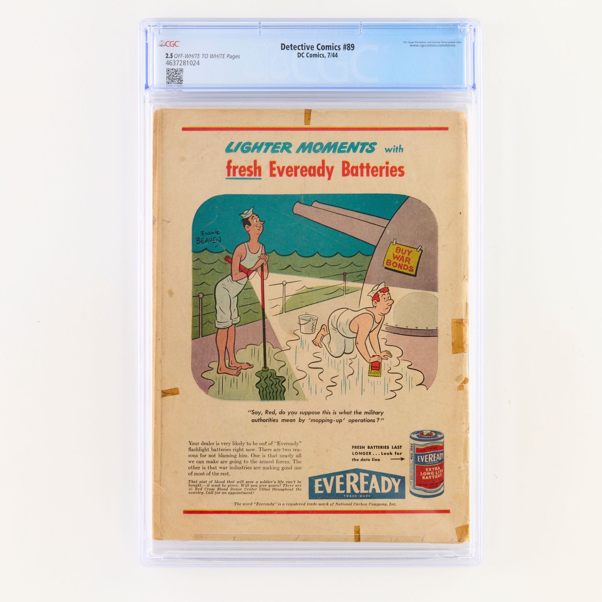 Detective Comics #89 (1944) – CGC 2.5 Last Crimson Avenger Appearance – Golden Age DC