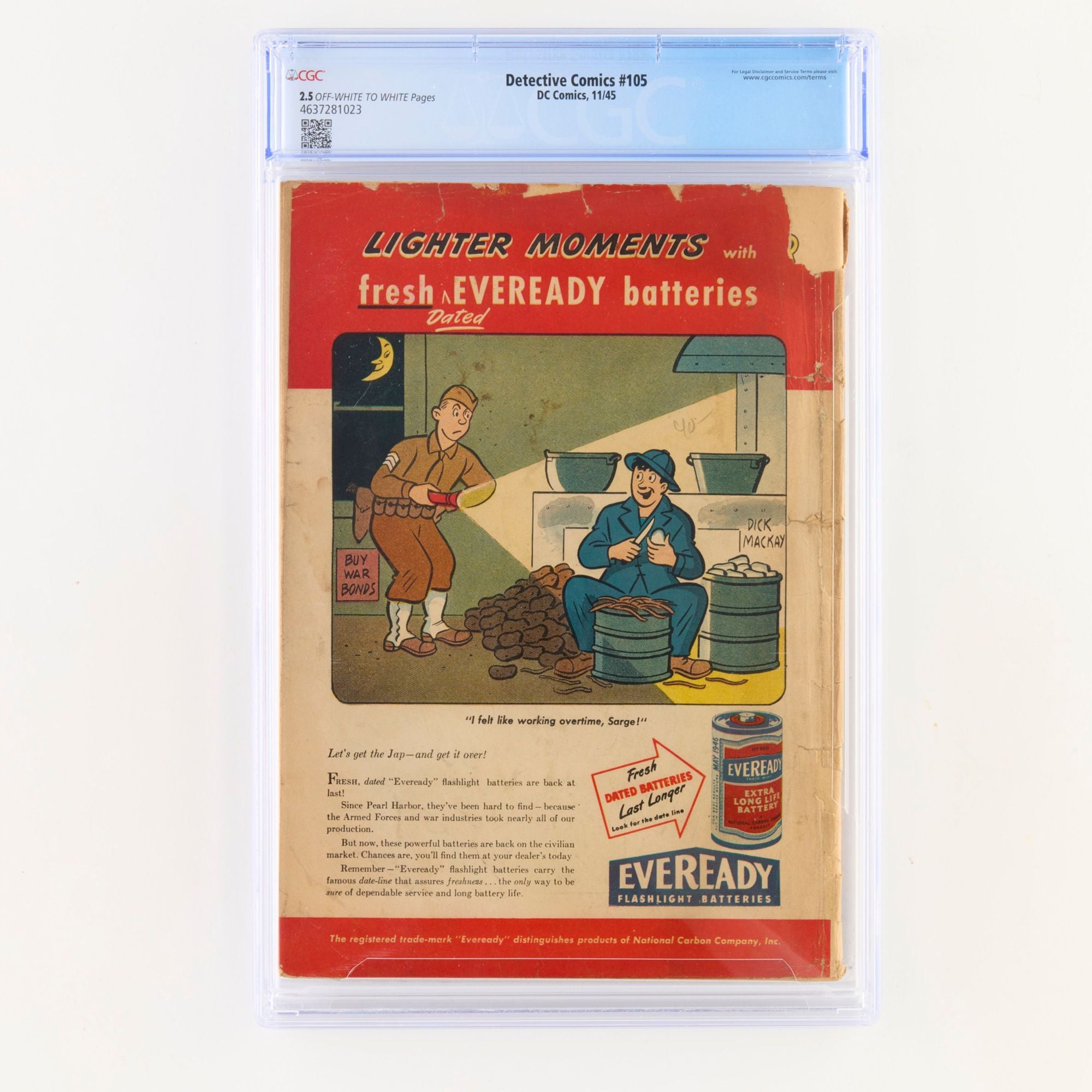 Detective Comics #105 (1945) – CGC 2.5 “The Batman Goes Broke” – Golden Age DC