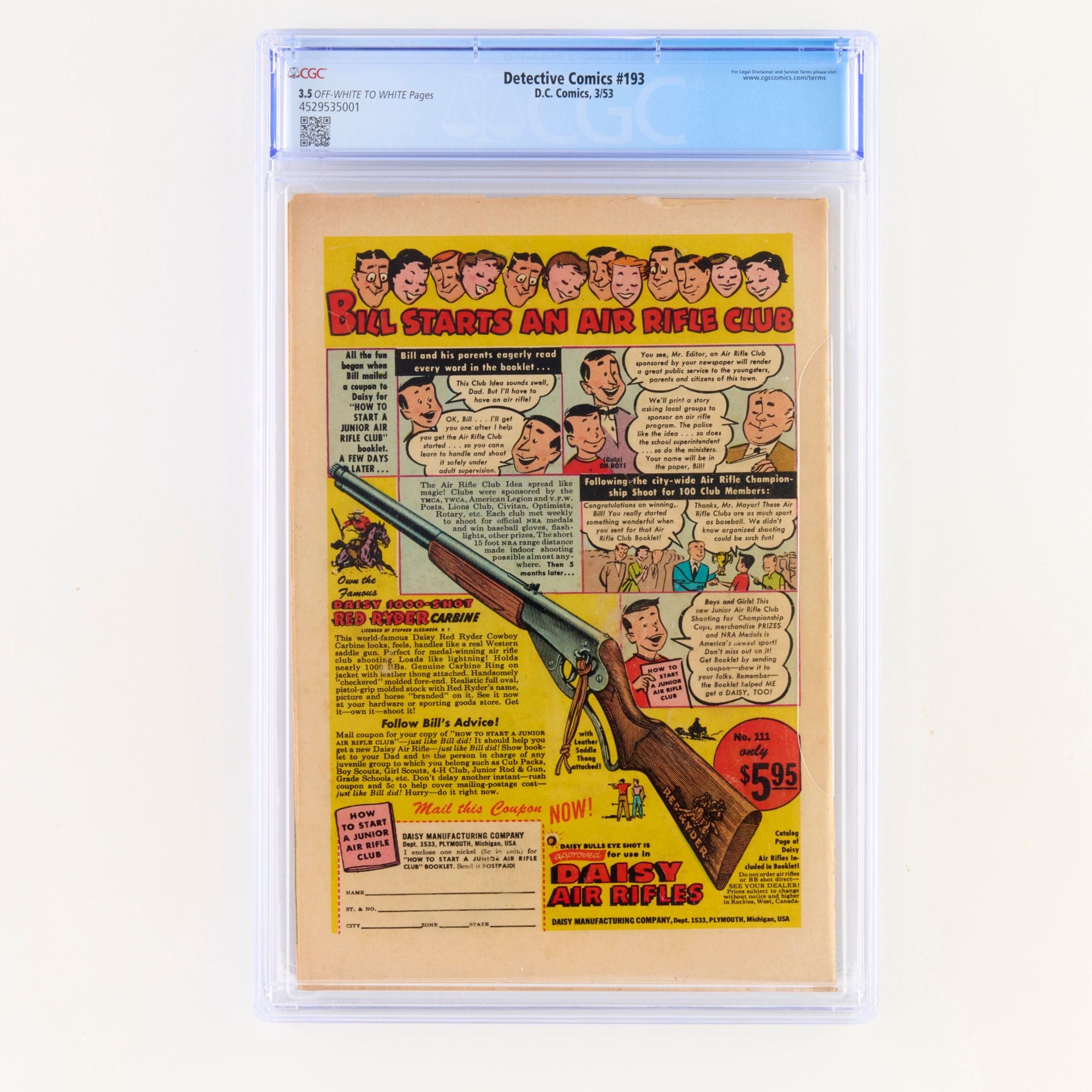 Detective Comics #193 (1953) – CGC 3.5 Joker Cover & Story – Early Silver Age DC