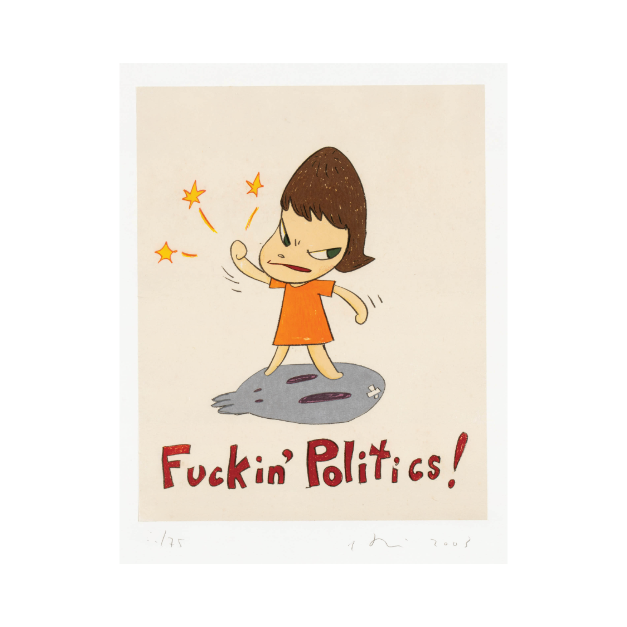 Yoshitomo Nara – Fuckin' Politics! (2003) | Lithograph – LYNART STORE
