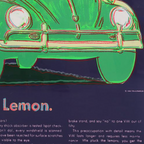 alt="Andy Warhol Volkswagen 1985 detail of front view of green Volkswagen Beetle screenprint"
