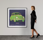 alt="Andy Warhol Volkswagen 1985 screenprint from Ads Portfolio displayed framed on gallery wall interior view"

