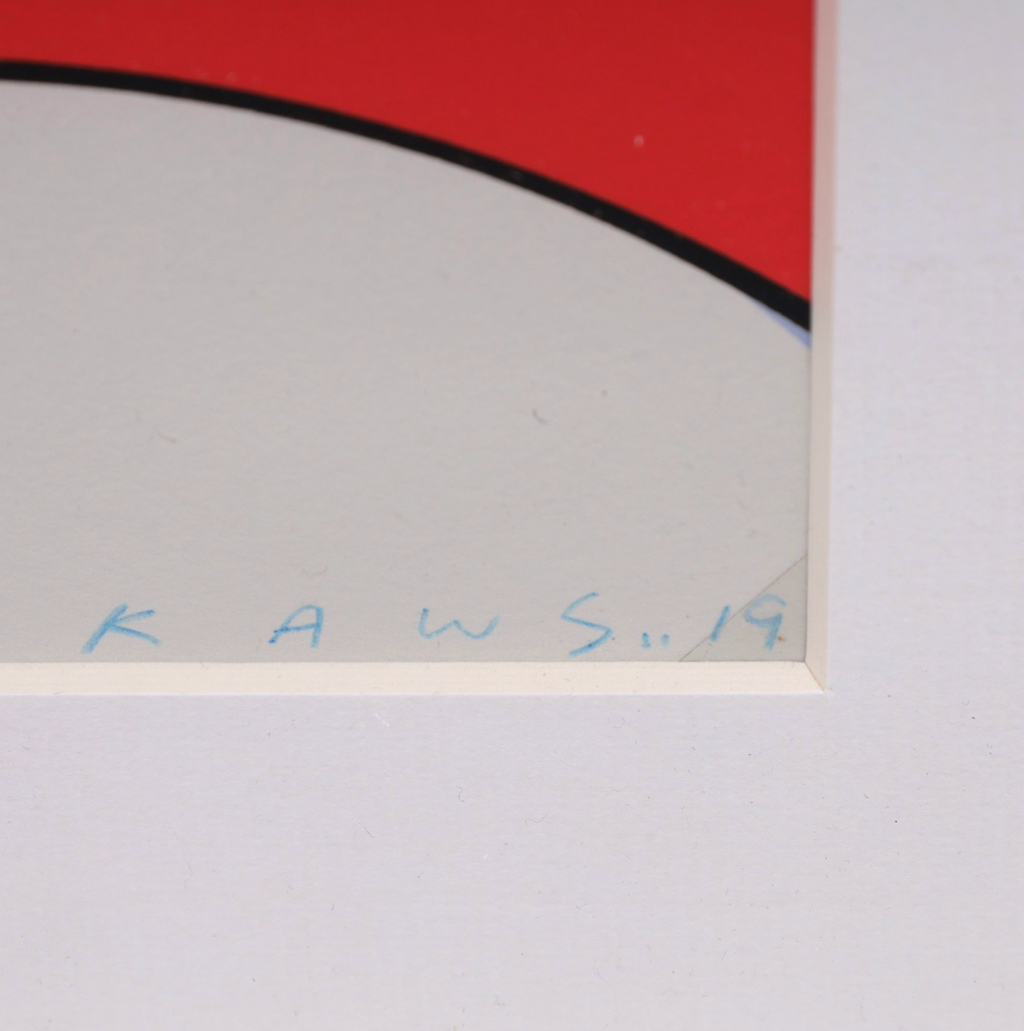 alt="KAWS Untitled KAWS x MOCAD 2019 pencil signature detail on lower margin"
