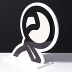 alt="Julian Opie Ian 2017 Heads series sculpture side view showing layered sprayed aluminum construction"
