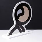 alt="Julian Opie Ian 2017 signed aluminum sculpture three-quarter view highlighting graphic contours and flat color planes"
