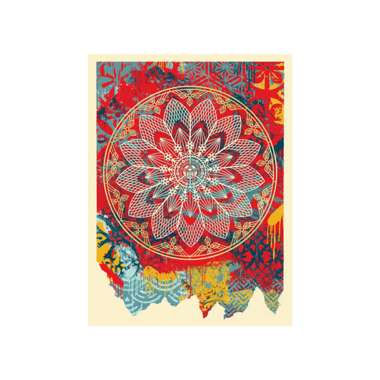 Shepard Fairey - Collage Peace Mandala (Red)