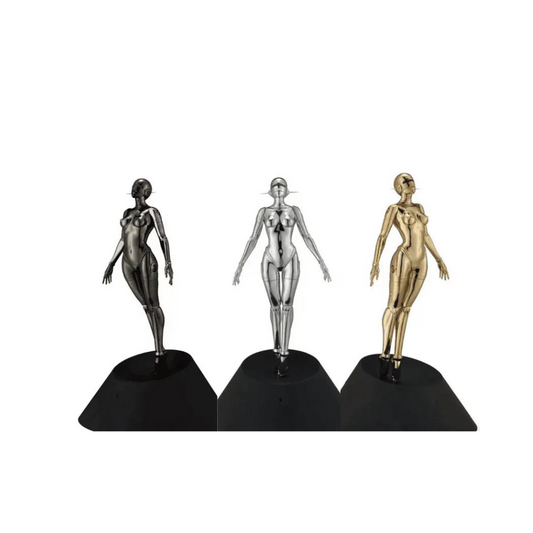 Hajime Sorayama - Full Set Of All 3 Sexy Robot Floating Sculptures (Gold,Black,Silver) 2020