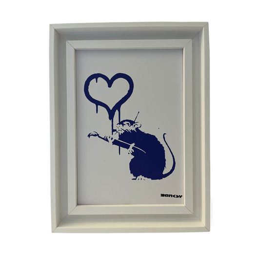 BANKSY - Love Rat - Pochoir sur carton (Edition Bleu)
