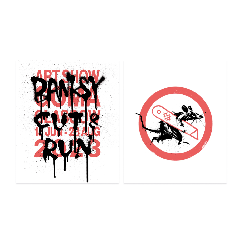 BANKSY, offizielles Print Cut & Run 2er-Set
