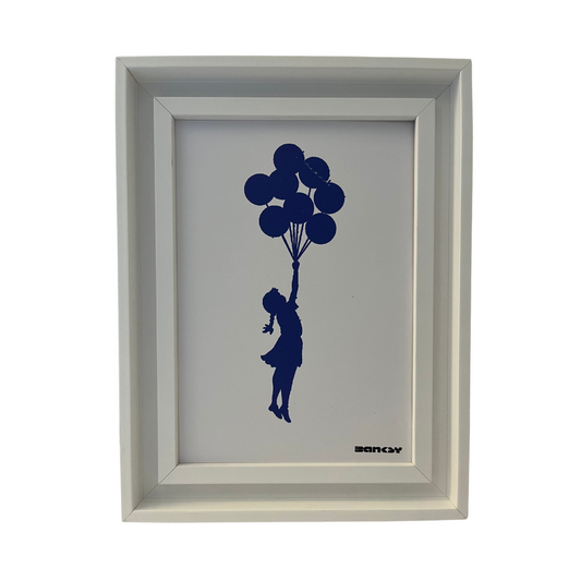 BANKSY - Flying Balloon Girl - Pochoir sur carton (Edition Bleu)