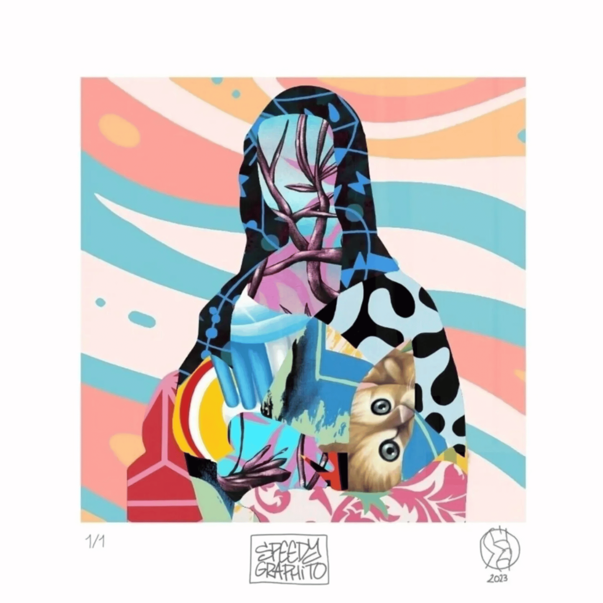 Speedy Graphito, Mona Lisa (Main Edition) - Unique screenprint 1/1 on 300gsm high-quality cotton art paper