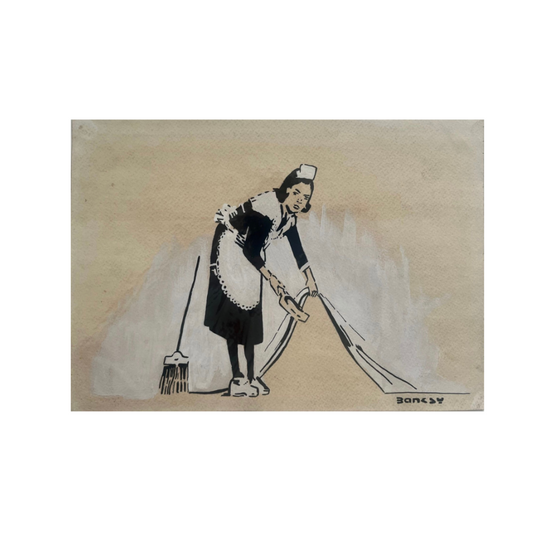 BANKSY x TATE – Sweep It Under The Carpet – Zeichnung auf Kunstdruckpapier