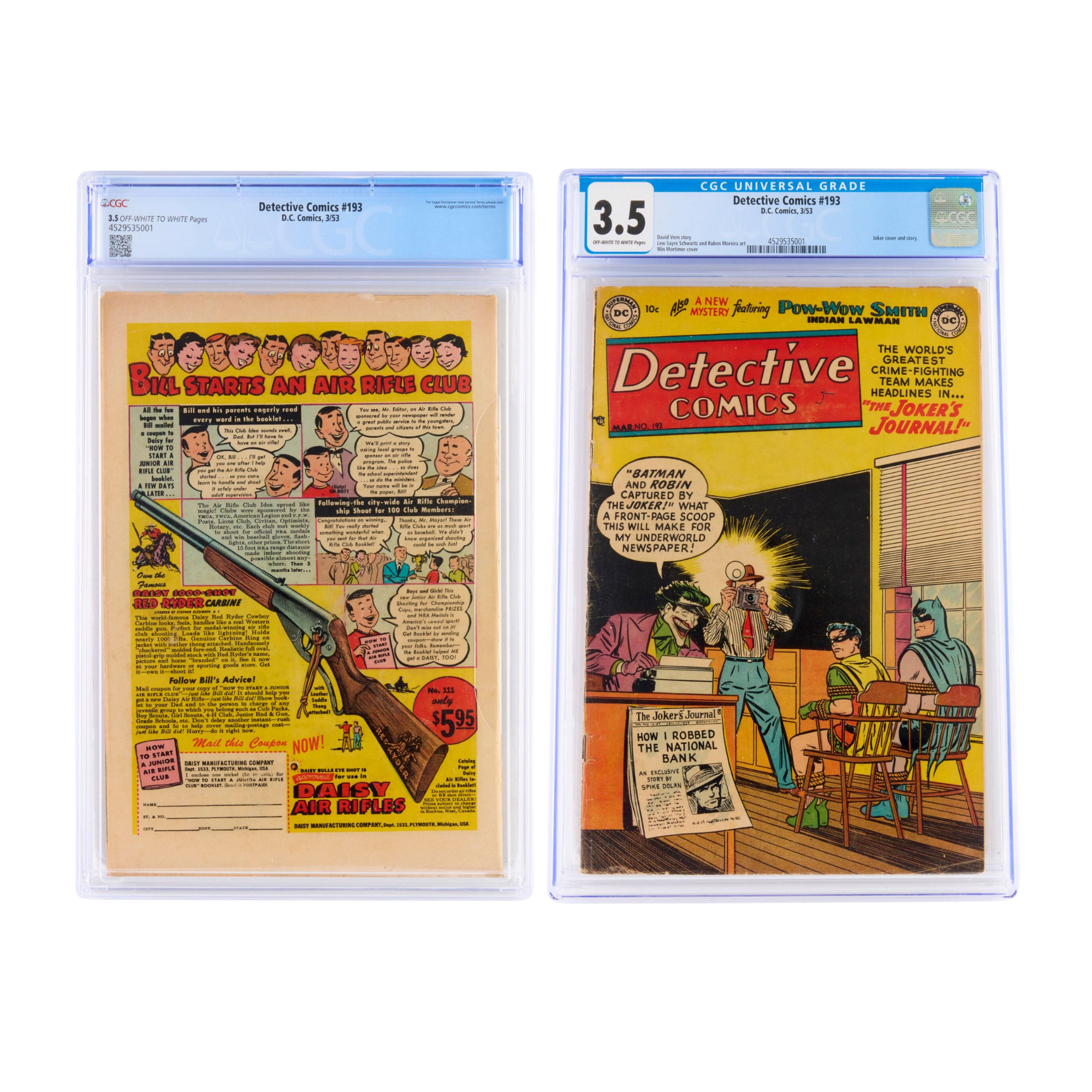 Detective Comics #193 (1953) – CGC 3.5 Joker Cover & Story – Early Silver Age DC