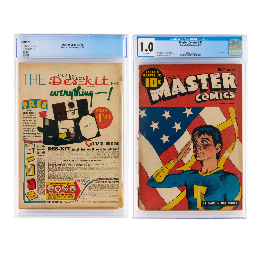 Master Comics #40 (1943) – CGC 1.0
Golden Age WWII Issue – Flag Cover by Mac Raboy