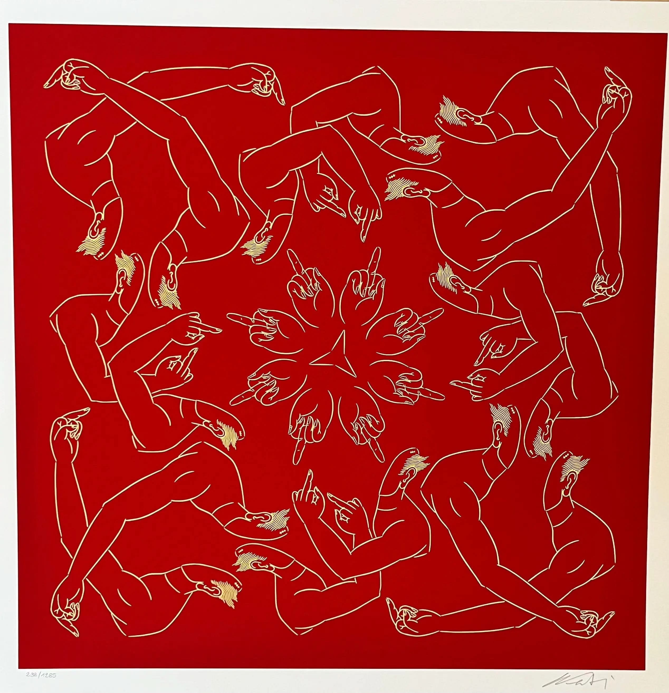 Ai Wei Wei, Middle Finger in Red Lithographie LYNART STORE