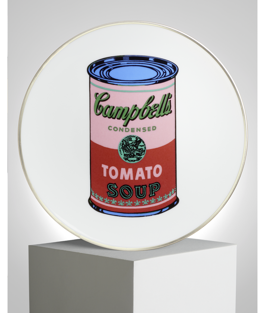 Andy Warhol, Porcelaine Plate,  Campbell Pink Red LYNART STORE