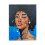 Ansou Niabaly, Blue Hues of Confidence, 2024 - Acrylic on canvas with diamond dust