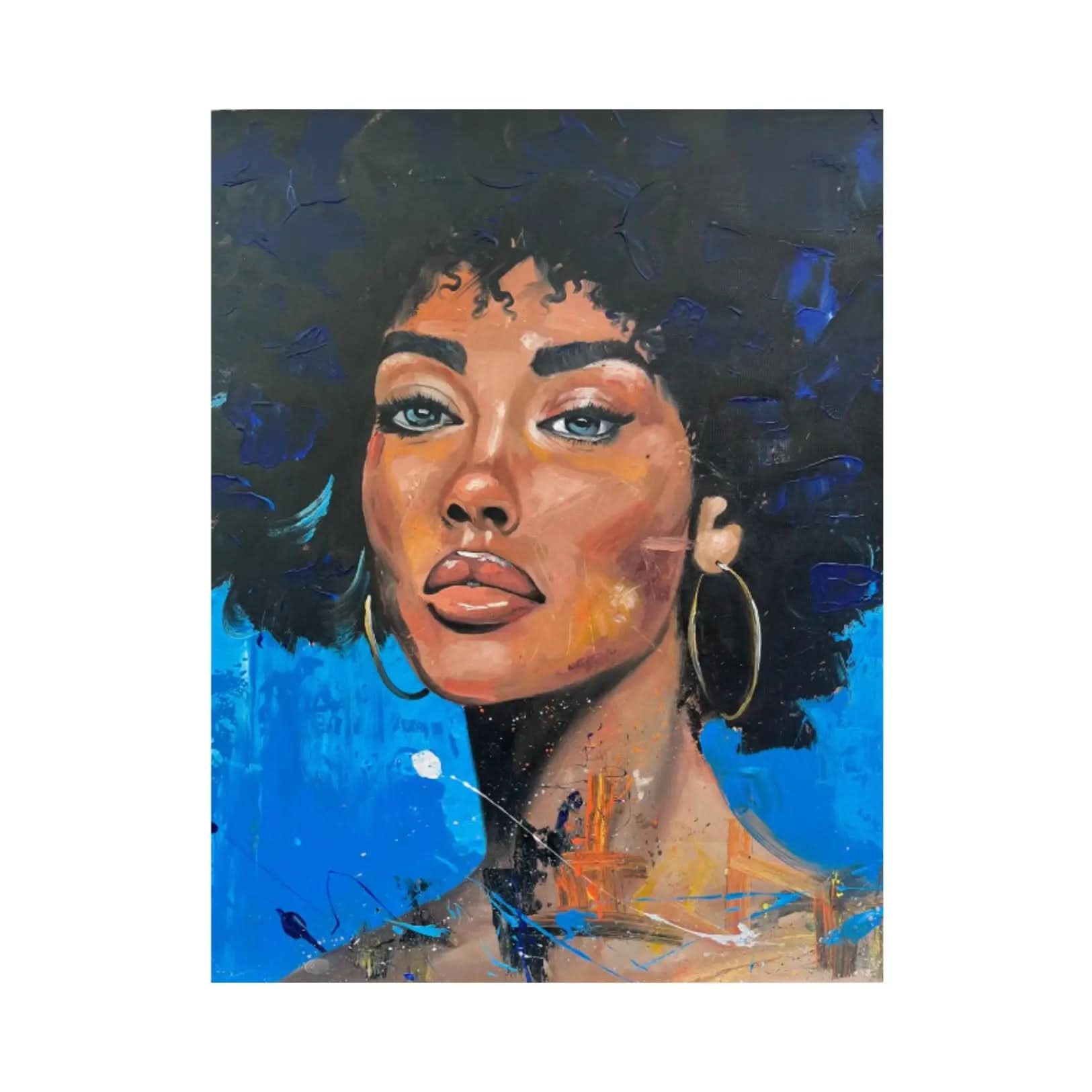 Ansou Niabaly, Blue Hues of Confidence, 2024 - Acrylic on canvas with diamond dust