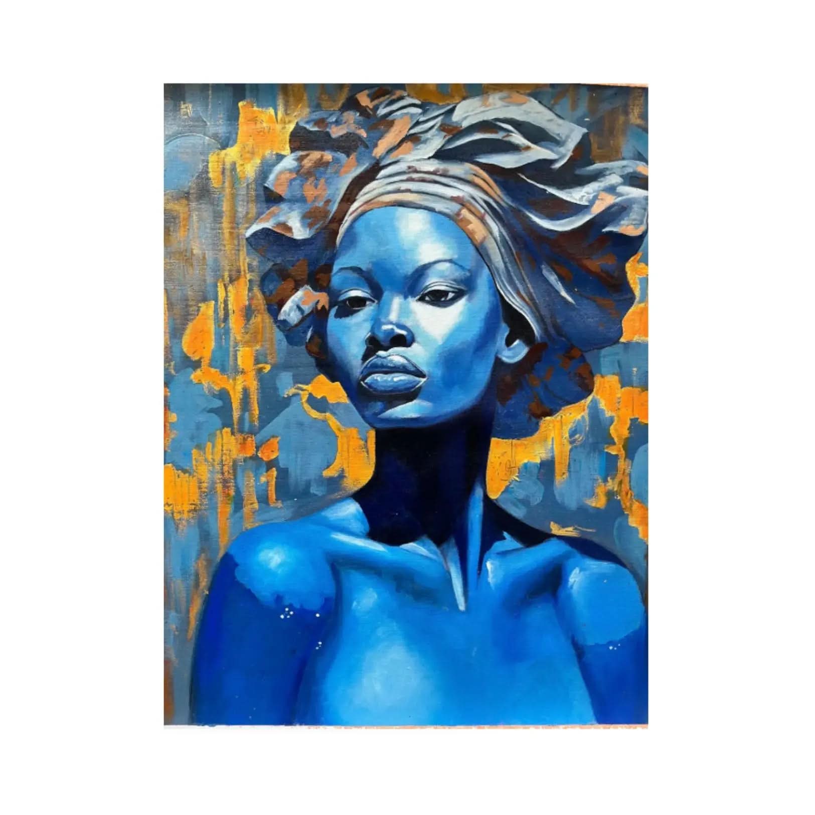 Ansou Niabaly, Queen of the Blue Flame, 2024 - Acrylic on canvas with diamond dust