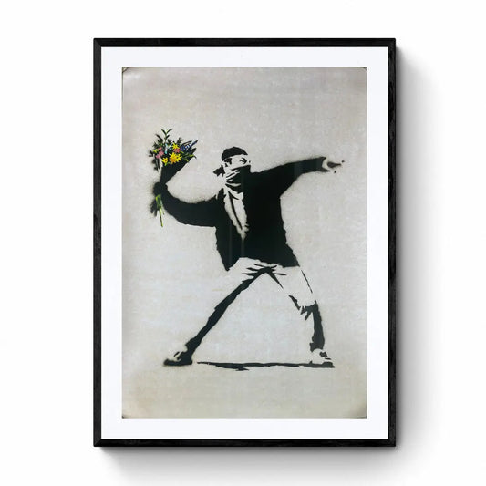 BANKSY - Flower Thrower - Official Poster of the exhibition Paris "The World of Banksy" L.Y.N.A.R.T Store