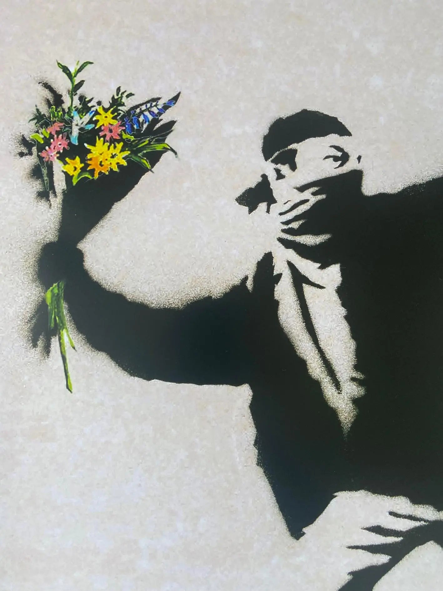 BANKSY - Flower Thrower - Official Poster of the exhibition Paris "The World of Banksy" L.Y.N.A.R.T Store