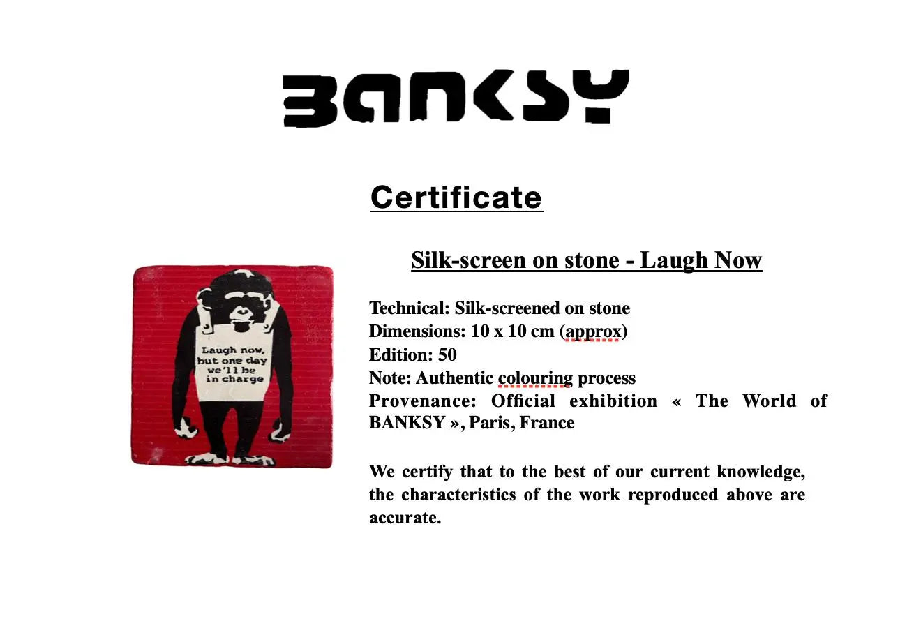 BANKSY *Laugh Now* Sérigraphie sur pierre Edition Limitée LYNART Store