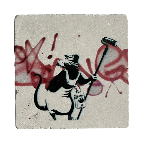 BANKSY *Painting Rat* Sérigraphie sur pierre Edition Limitée LYNART Store