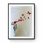 BANKSY - Headshot Butterflies - Official Poster of the exhibition Paris "The World of Banksy" L.Y.N.A.R.T Store
