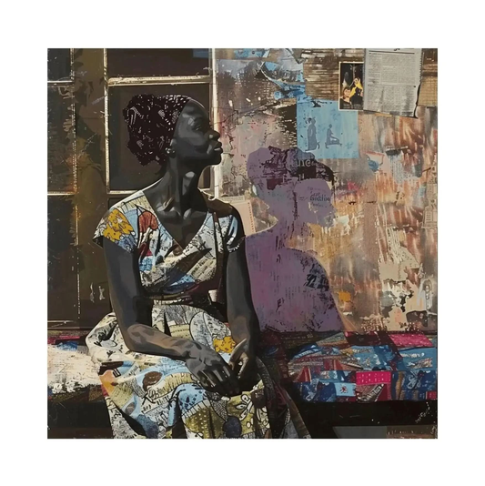 Babacar Sow, Réflexion, 2024 - Color screenprint on Canson paper with diamond dust