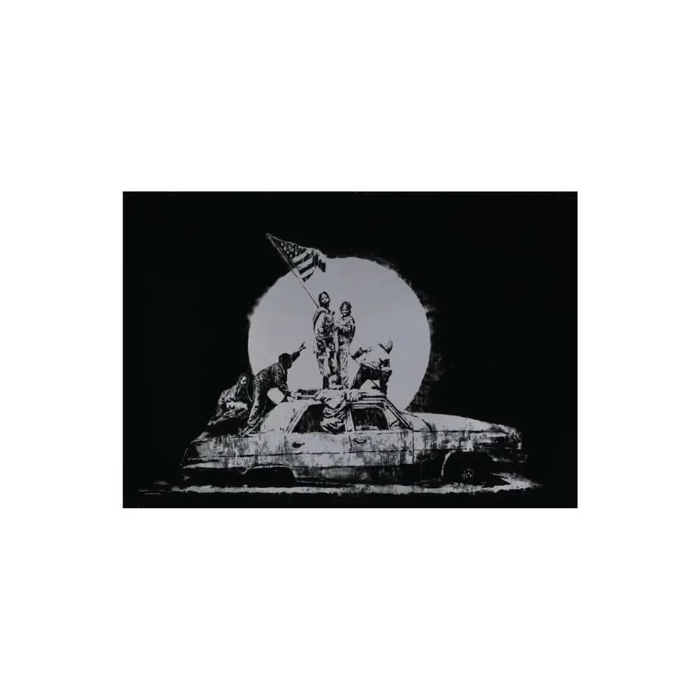 Banksy - Flag Silver (Unsigned) - Screenprint on silver chromalux paper