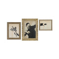 Banksy - Flower Thrower Triptych (Grey) 2019 - Color screenprint on recycled board