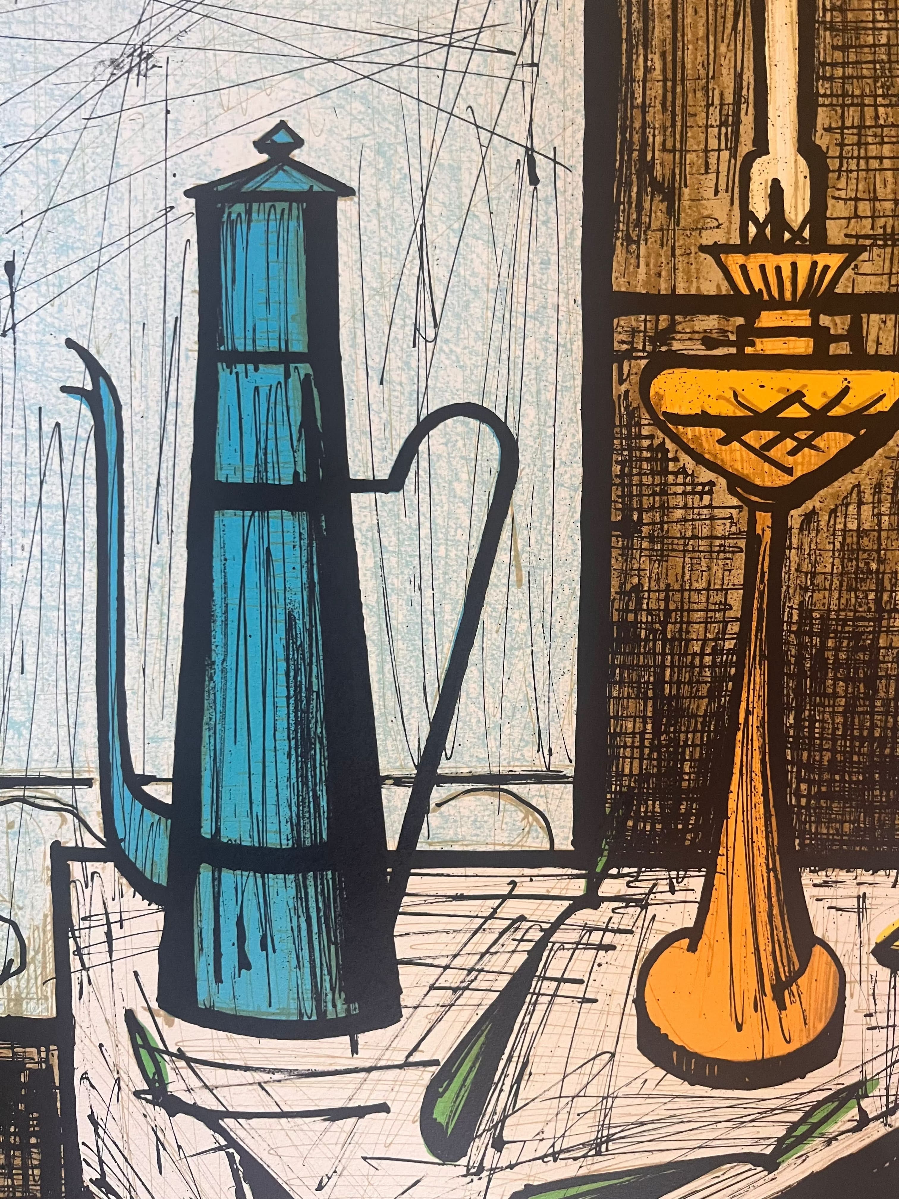 Bernard Buffet - La cafetière bleue (1984) - lithograph – LYNART STORE Bernard Buffet - La cafetière bleue (1984) - lithograph – LYNART STORE