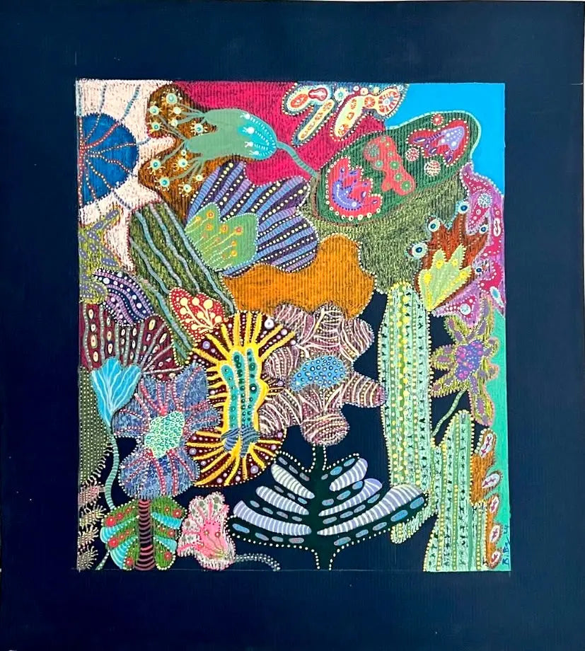 Biba, Blue Sun, Dessin sur papier d'art LYNART STORE