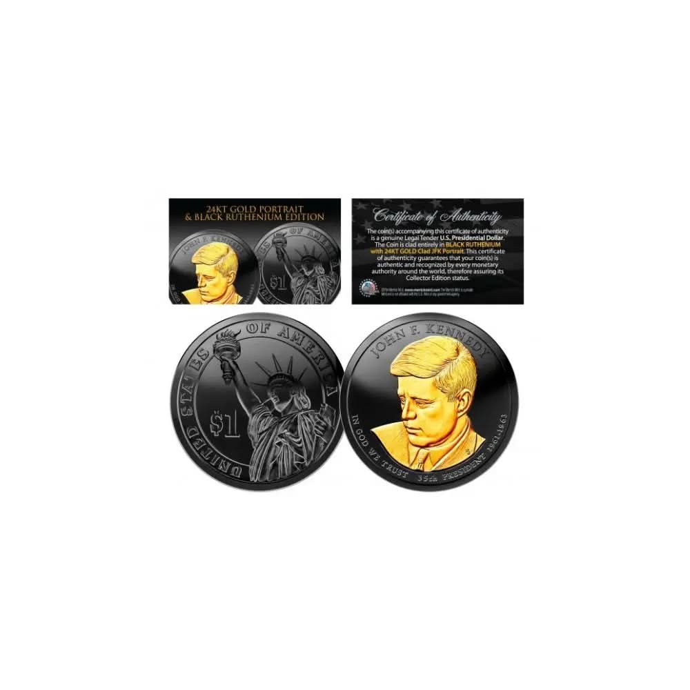Black RUTHENIUM Clad John F Kennedy 2015 Presidential $1 