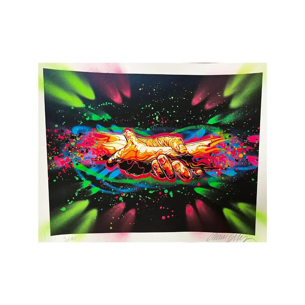 C215, Solidaire, Rehaussée à la main (2025) - color lithograph on 310g Canson paper