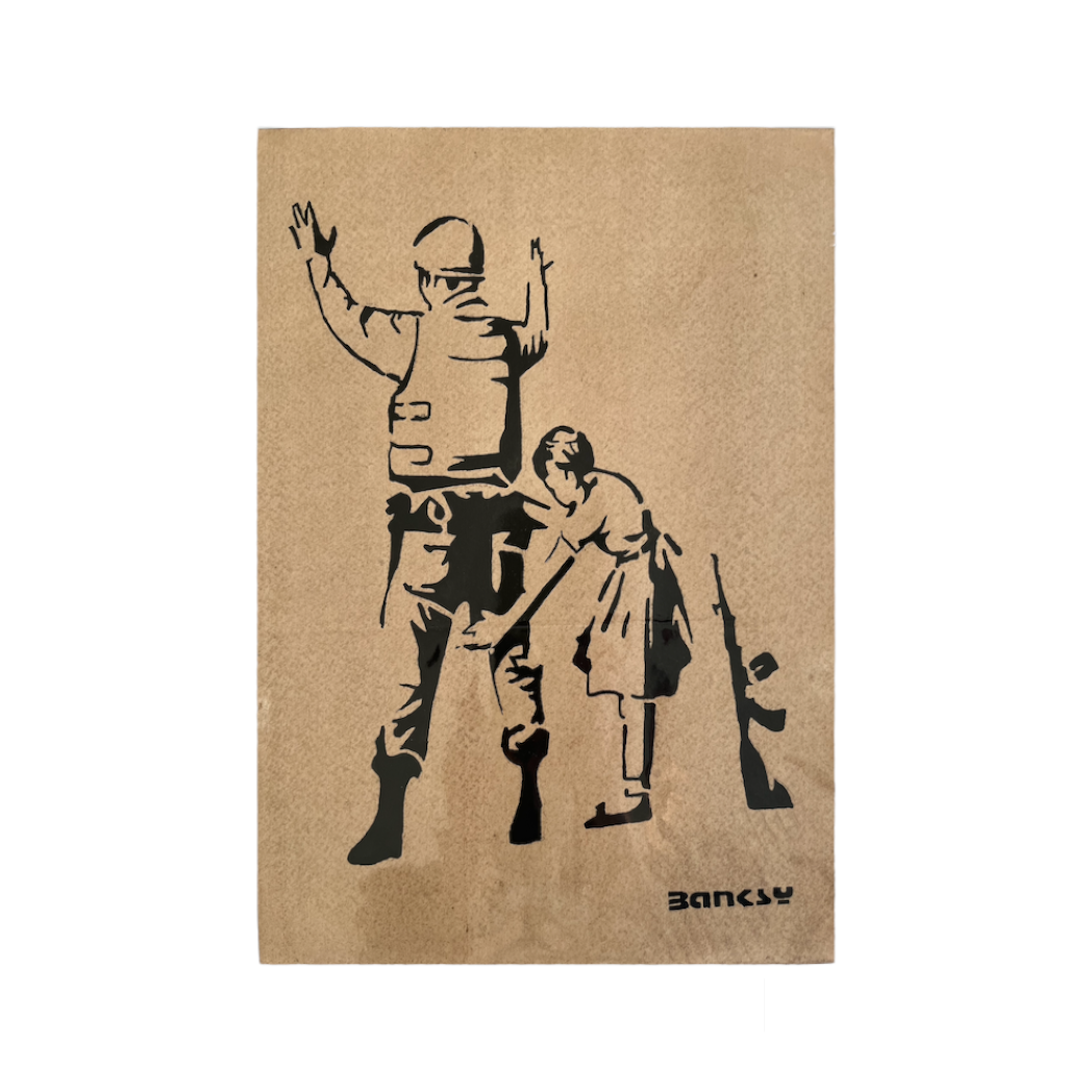 BANKSY x TATE - Girl Frisking Soldier - Dibujo sobre papel de arte