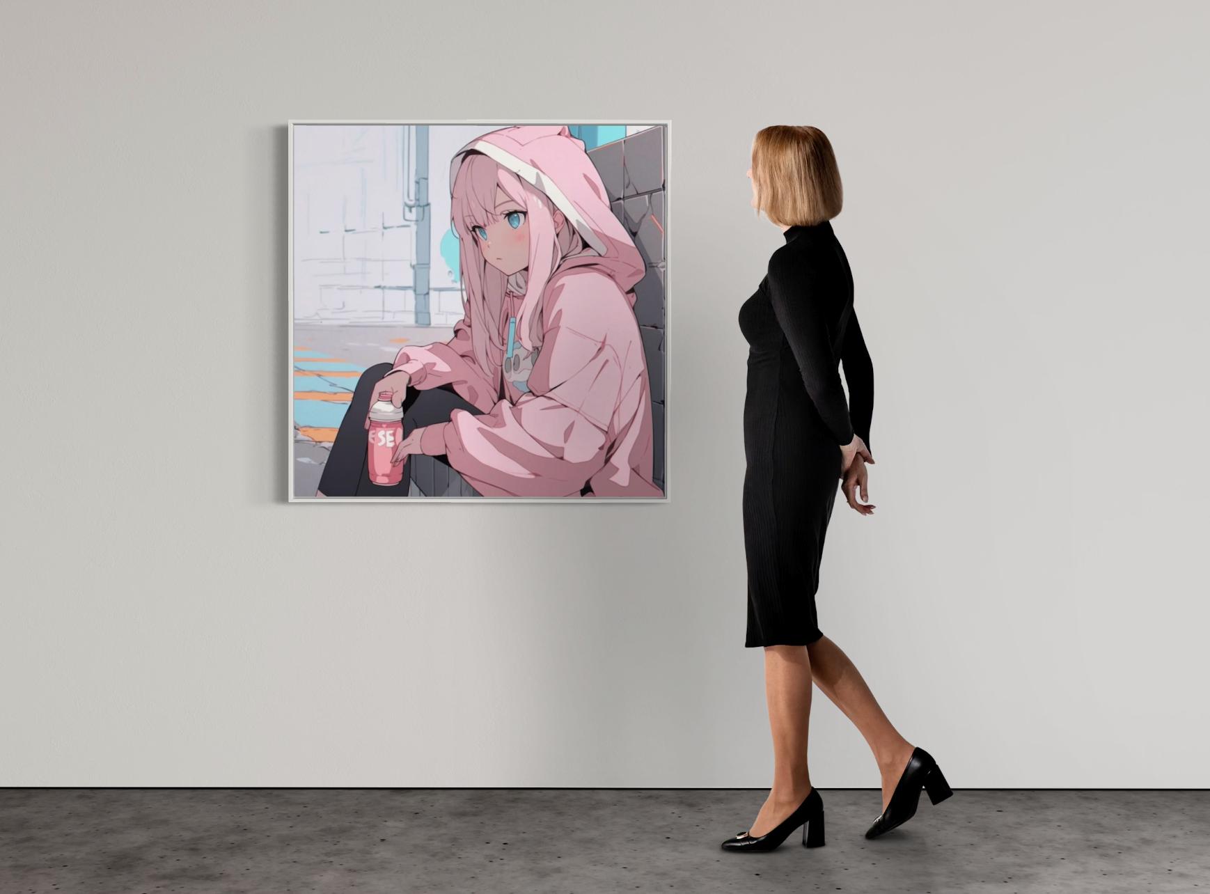 Gentle Gaze Boulevard Part One 2023 de Yun Sé exposée en galerie, lithographie couleur 70 x 70 cm