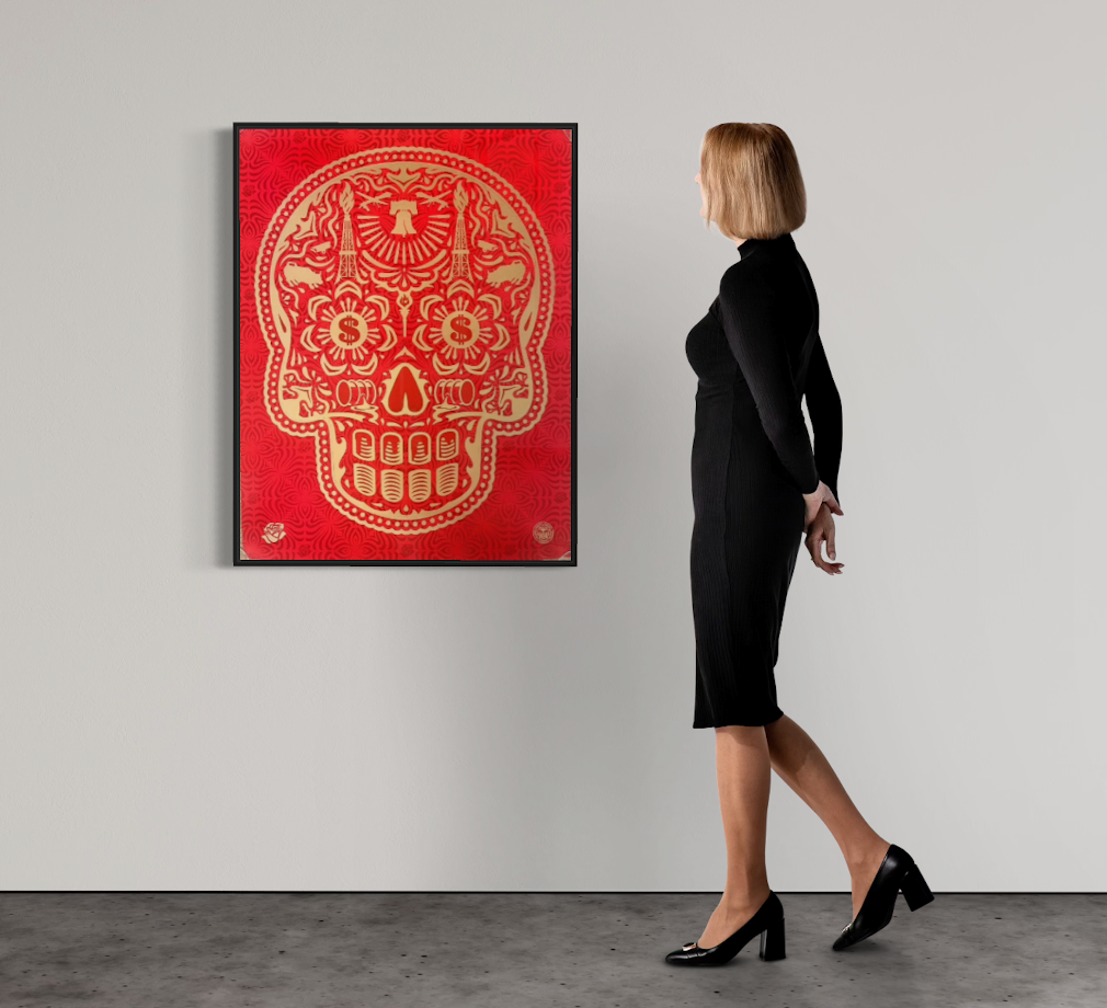 Shepard Fairey - Day of the dead skull HPM Red Gold 1/3 (2019) I Limited Edition