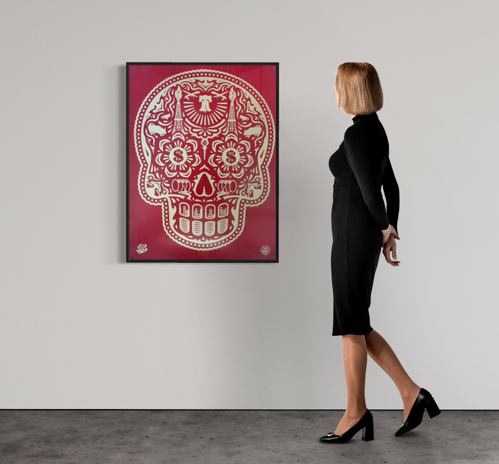 Shepard Fairey, Day of the dead skull HPM Red 7/10, 2019