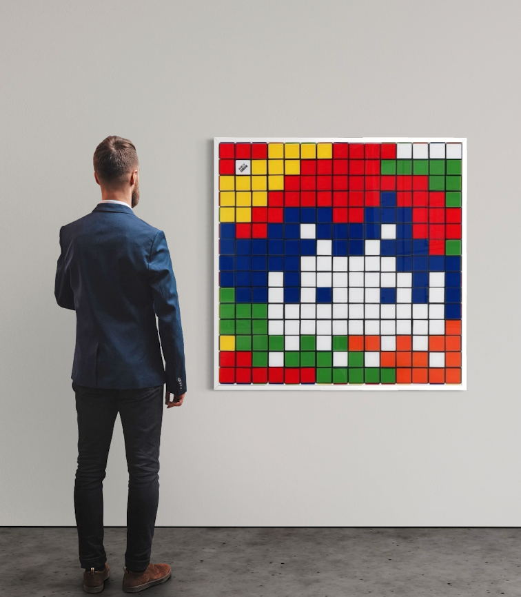 Invader Rubik Camouflage from the Rubik series 2023 pixel art limited edition artwork"
