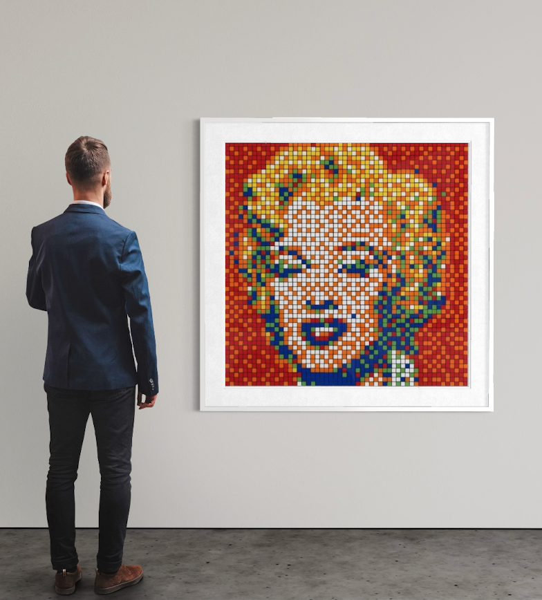 Invader Marilyn Monroe Rubik Shot Red Marilyn 2023 pixel art limited edition"
