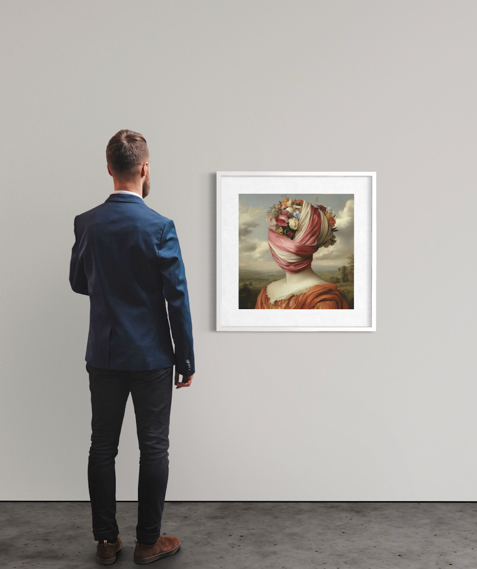 Blooming Veil 2018 d’Antonia Beauvoir exposée au mur, sérigraphie contemporaine 50 x 50 cm numérotée sur 15
