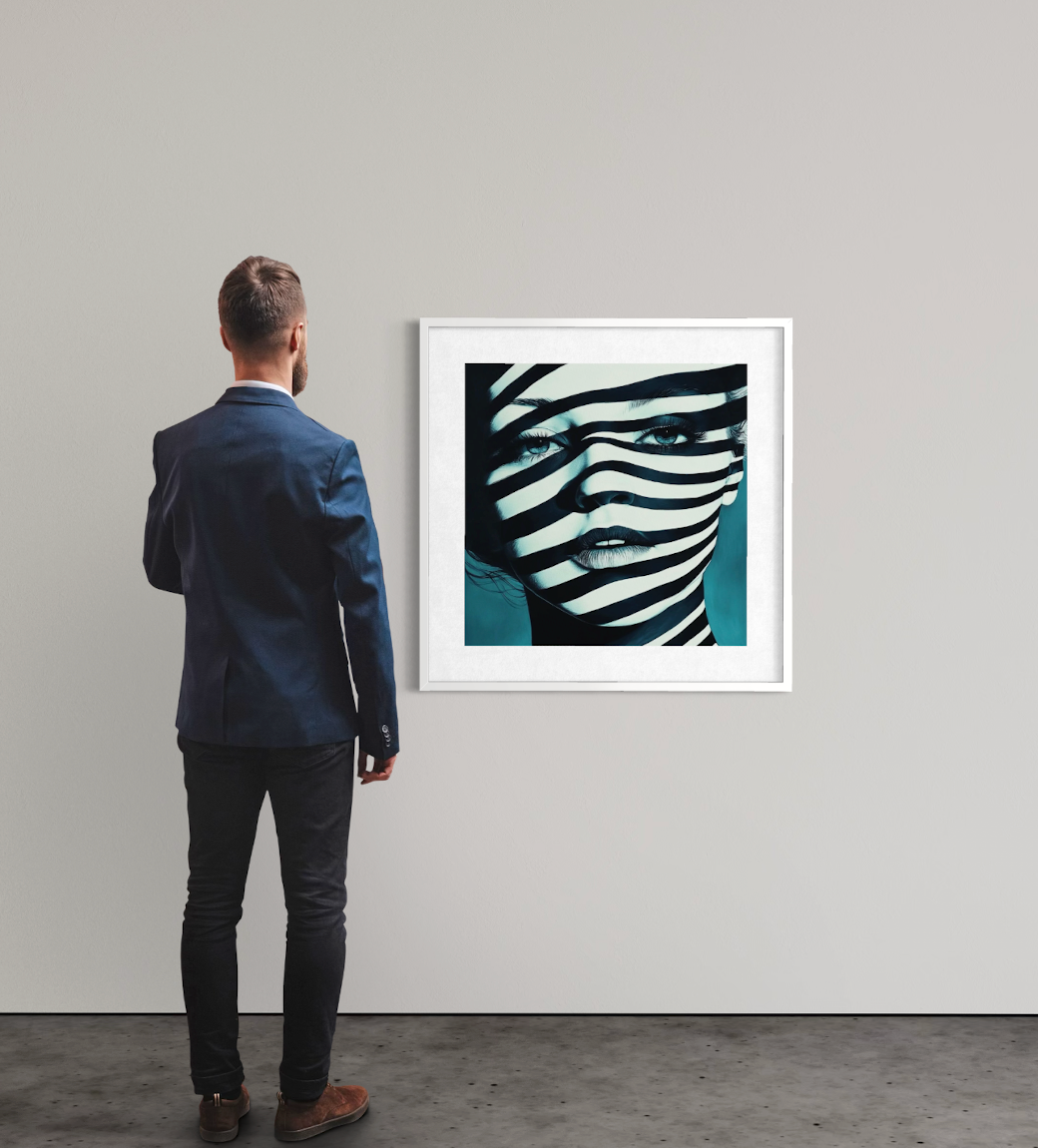 Silent Stripes 2022 de Lena Veris exposée au mur, screenprint 50 x 50 cm édition limitée à 20