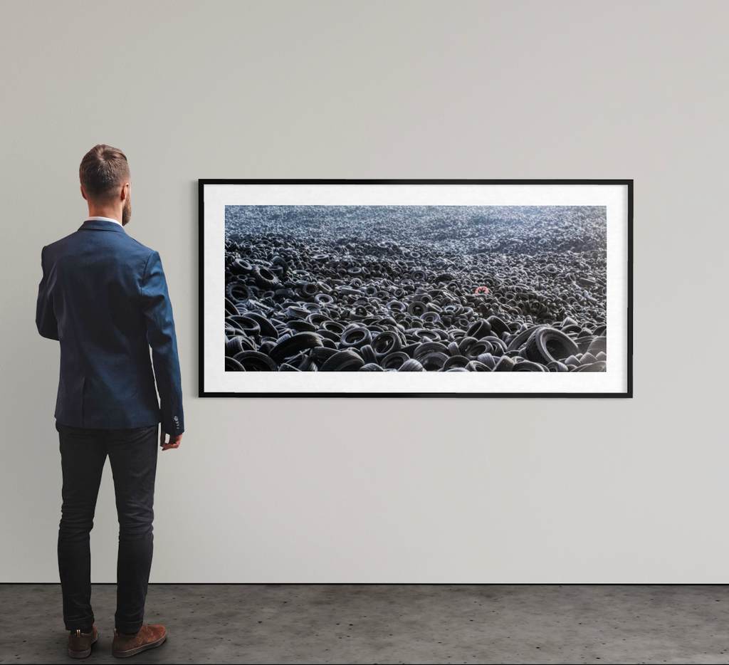 alt="Pejac Heavy Sea 2016 panoramic giclée print mounted on aluminium displayed on wall contemporary interior view"
