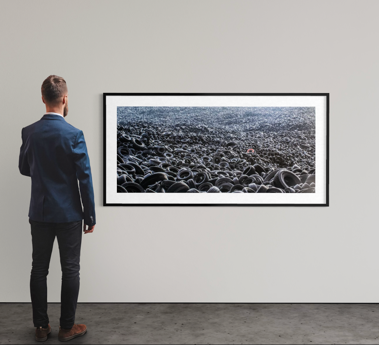 alt="Pejac Heavy Sea 2016 panoramic giclée print mounted on aluminium displayed on wall contemporary interior view"
