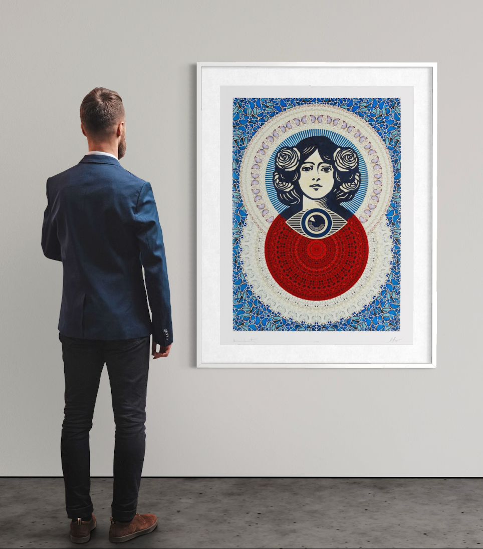 Shepard Fairey & Damien Hirst – Third Eye Butterfly Mandala (Blue) Small