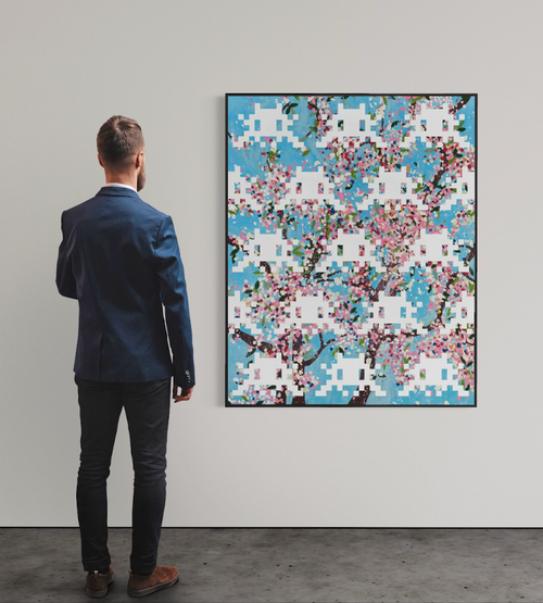 Invader & Damien Hirst – Fleur Envahie